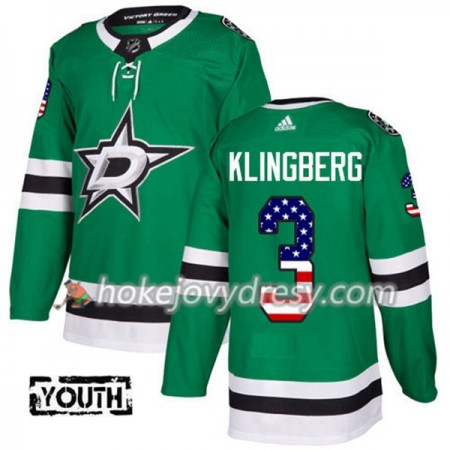 Dětské Hokejový Dres Dallas Stars John Klingberg 3 2017-2018 USA Flag Fashion Zelená Adidas Authentic